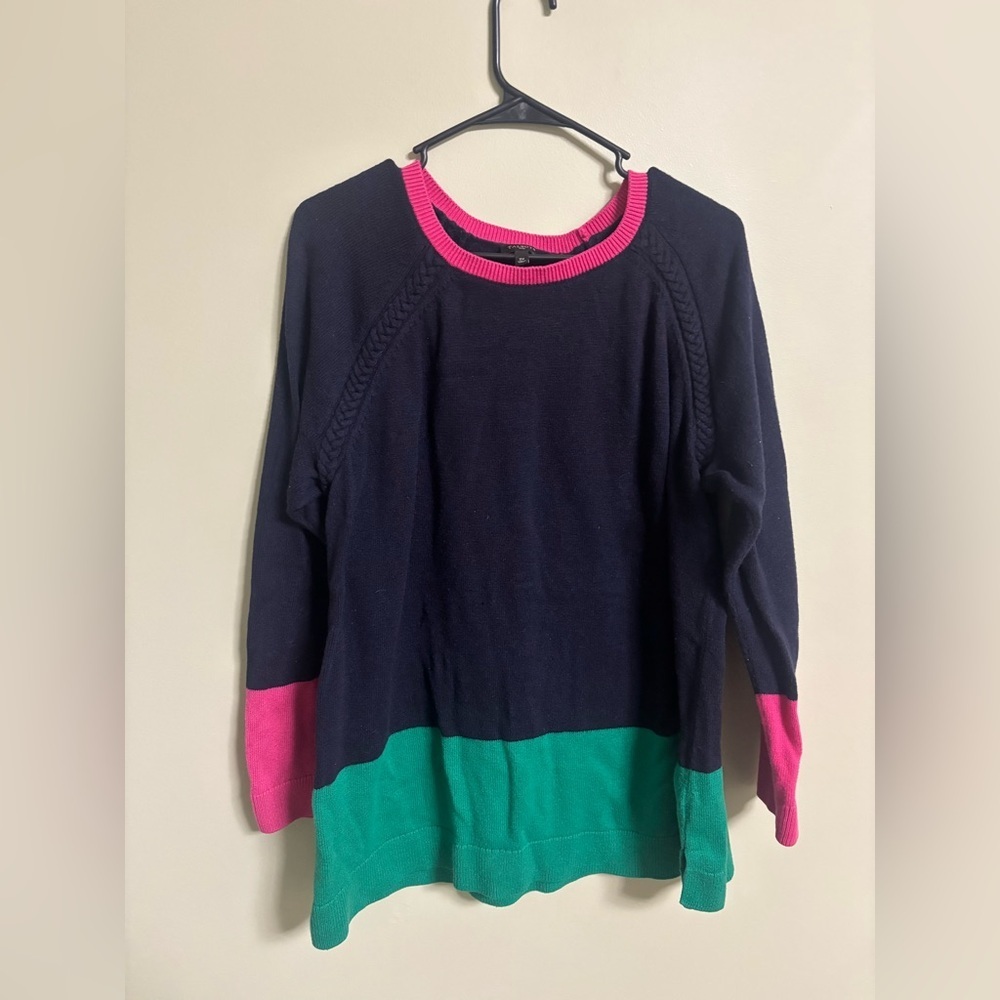 Talbots Womens Lambs Wool Blend Sweater Tunic Size 2X Pullover Long Sleeve